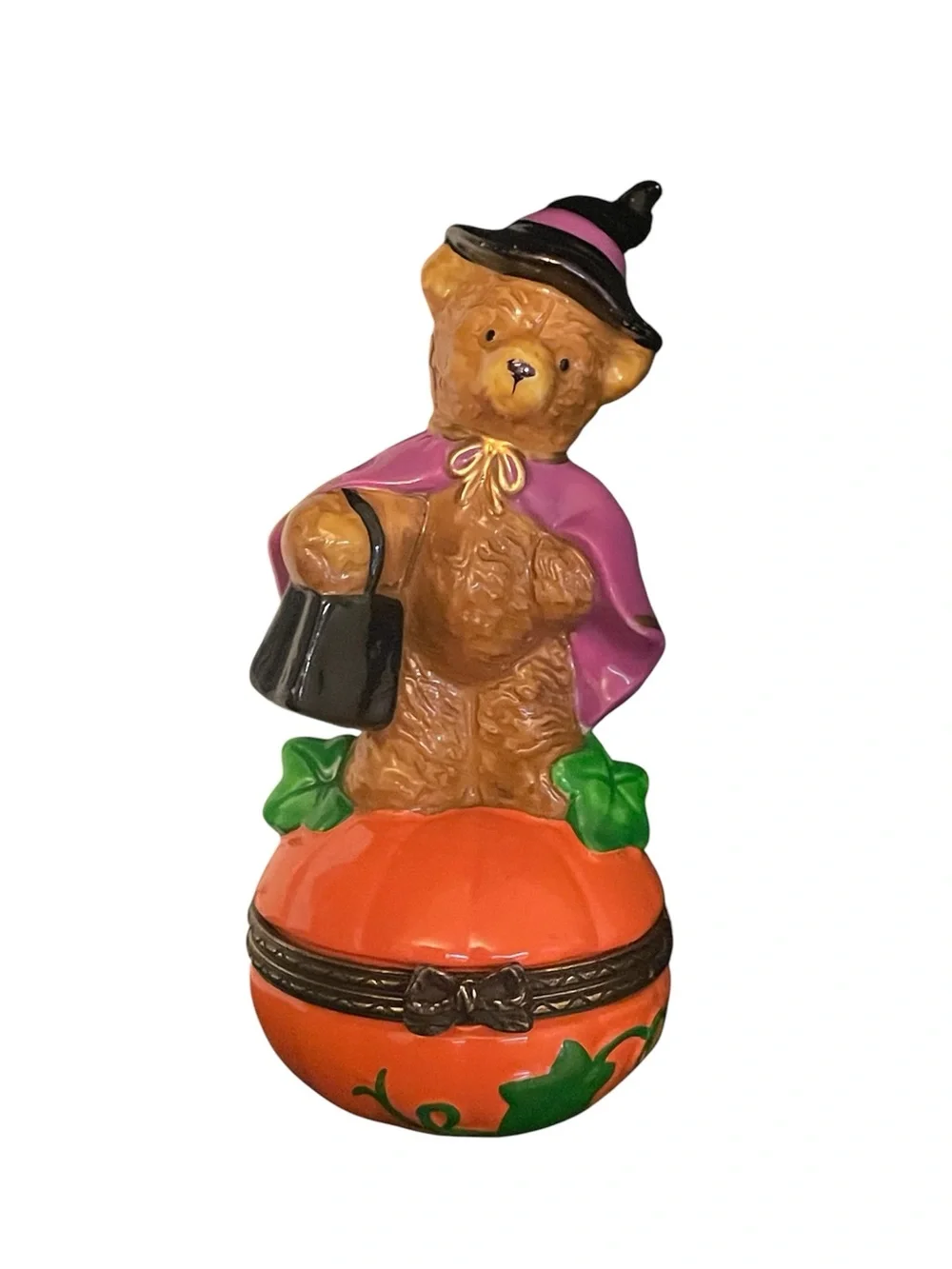 Halloween witch bear pumpkin trinket box